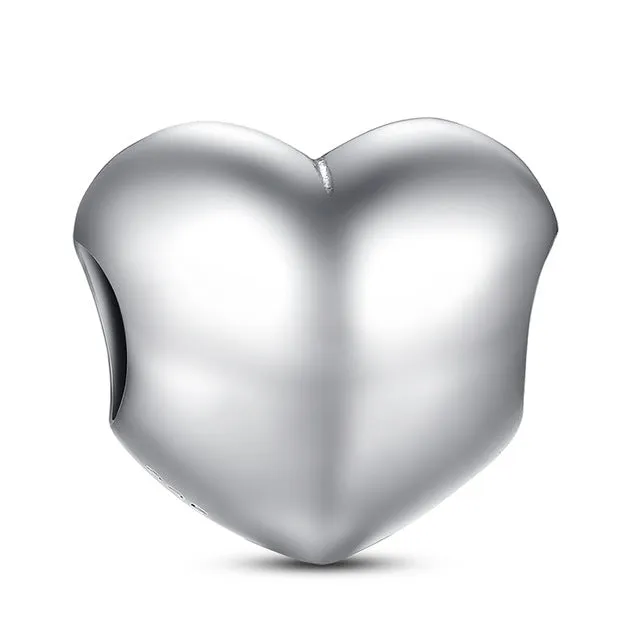 100% Authentic 925 Sterling Silver Heart Shape Charm Beads Fit pandora Charm Bracelet DIY Original Silver Jewelry