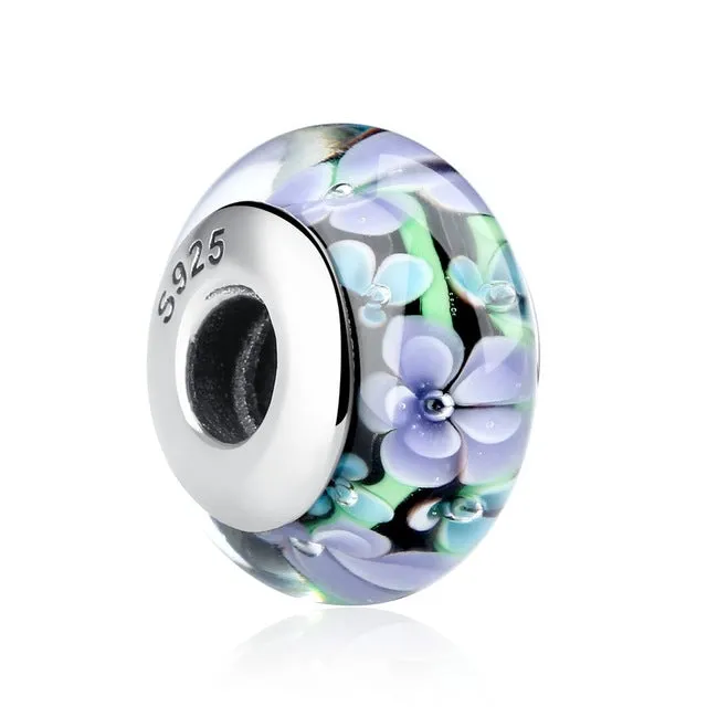 100% Real 925 Sterling Silver Effervescence Murano Glass Beads Fit Original pandora Charm Bracelet Authentic S925 Jewelry