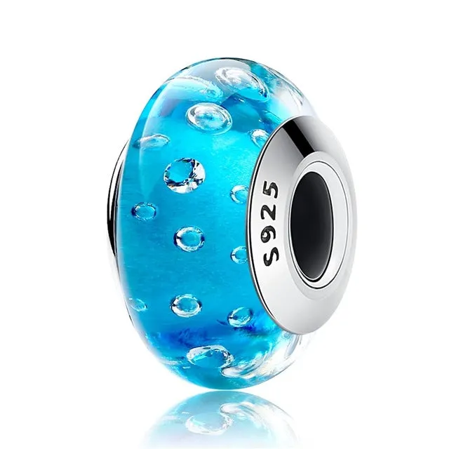 100% Real 925 Sterling Silver Effervescence Murano Glass Beads Fit Original pandora Charm Bracelet Authentic S925 Jewelry