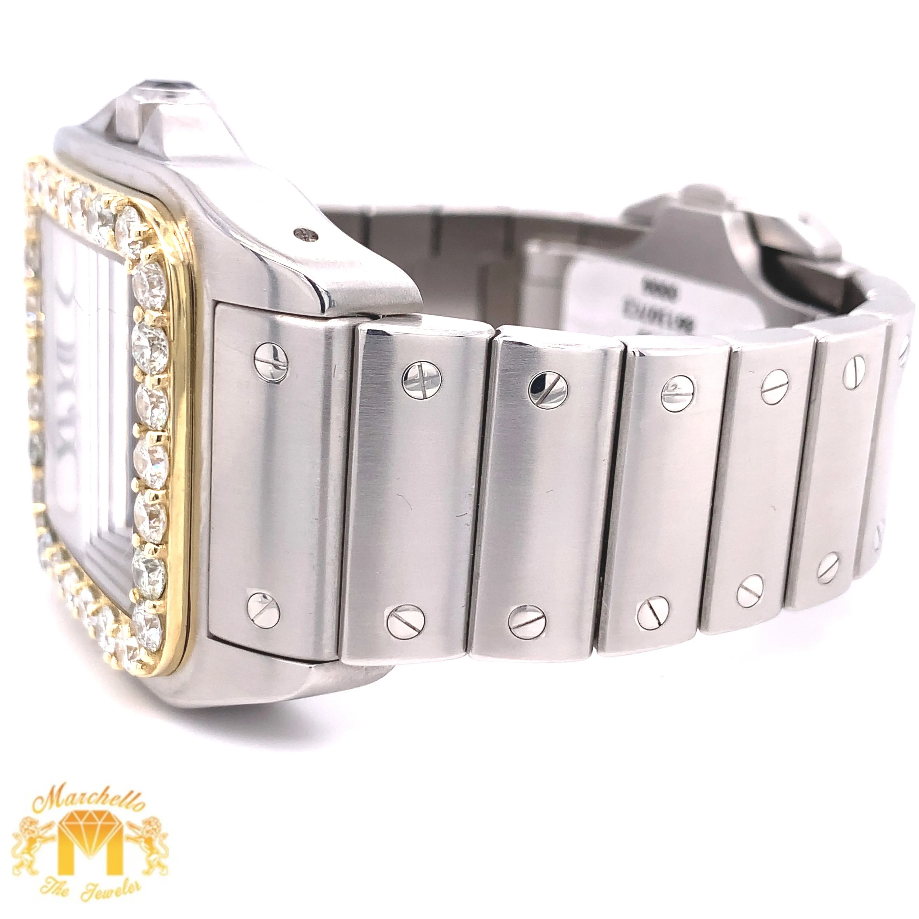 42mm Cartier Santos de Cartier Watch with XXL Diamond Bezel (large model, custom two-tone)