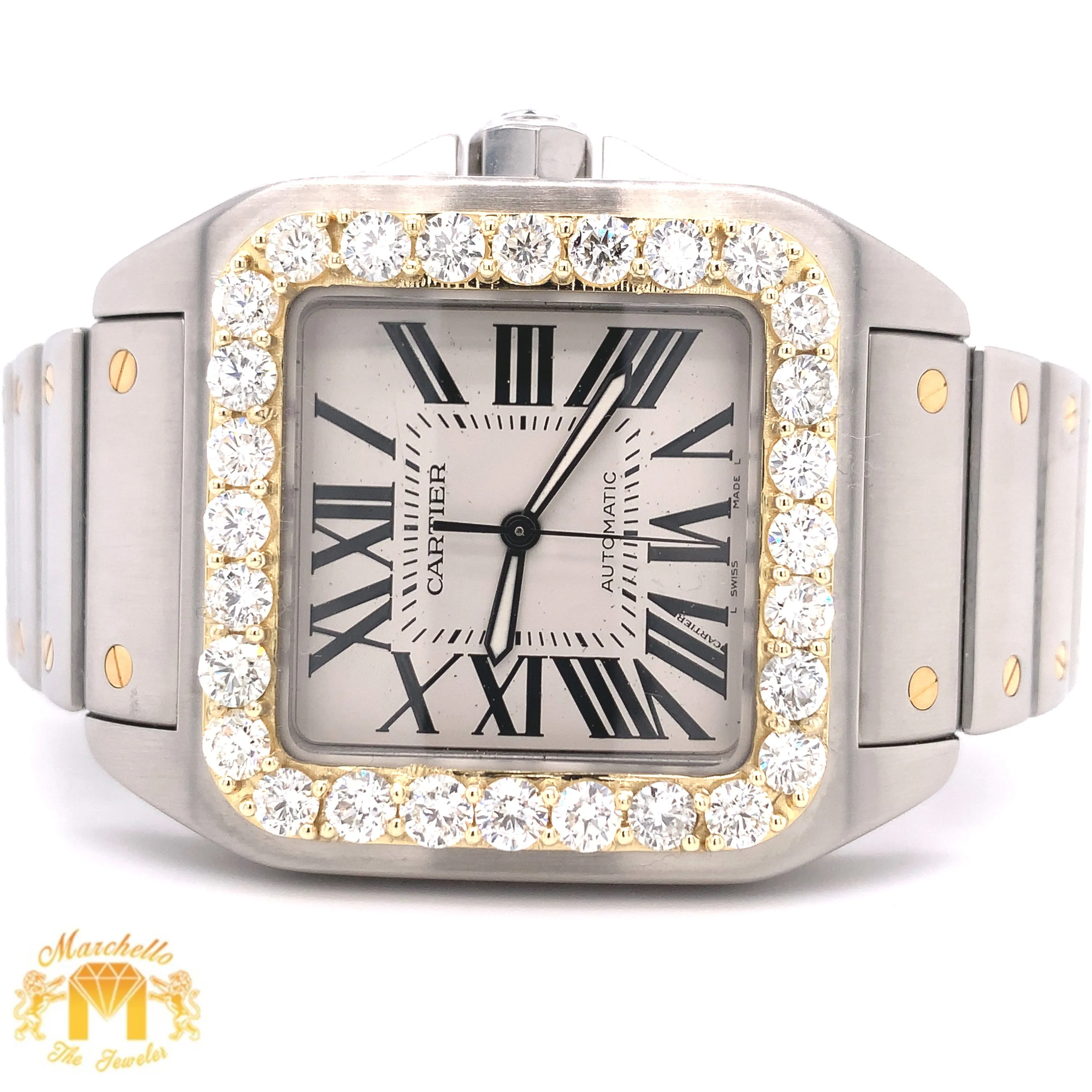 42mm Cartier Santos de Cartier Watch with XXL Diamond Bezel (large model, factory two-tone)