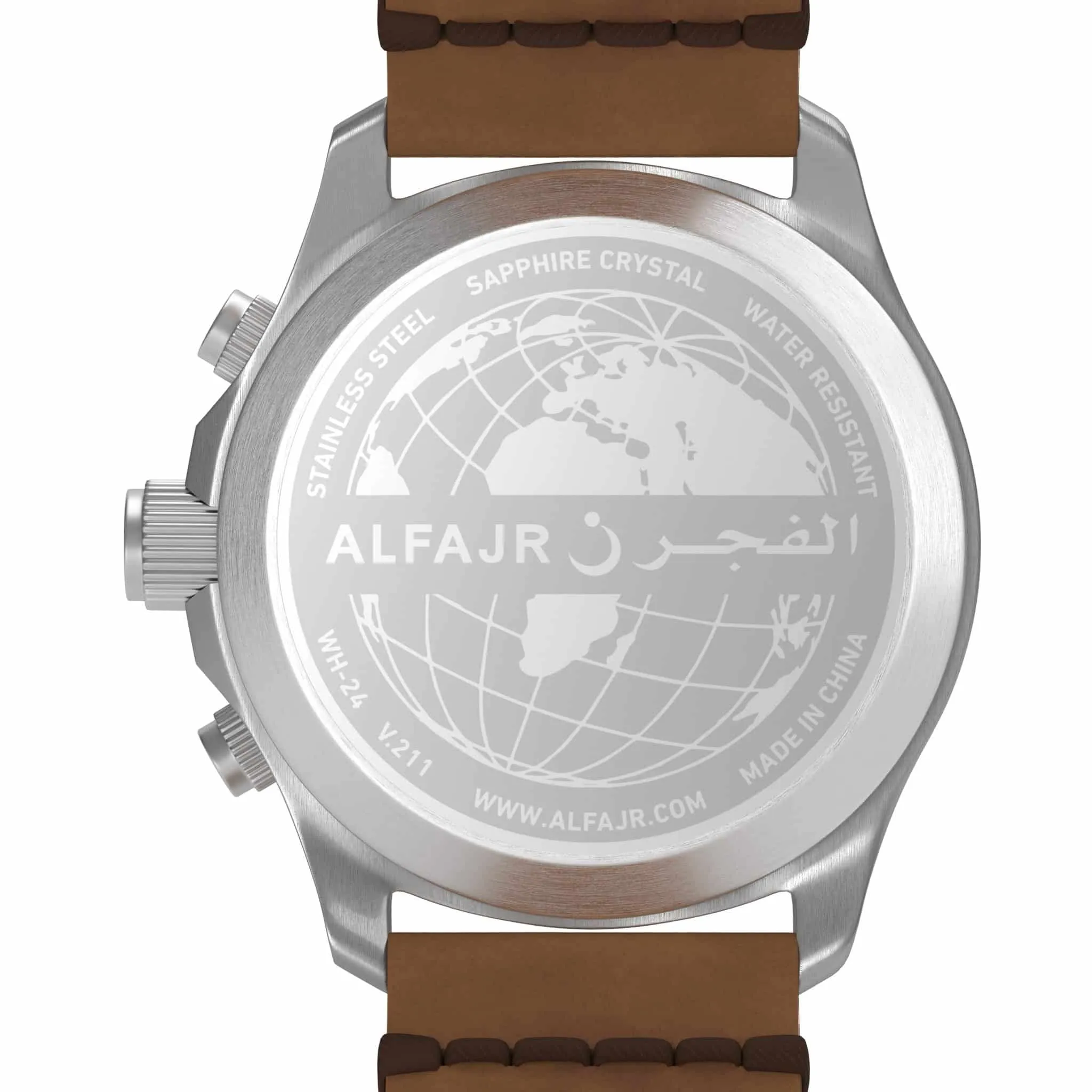 Alfajr WH-24 Dynamic 360 Leather Azan Wrist Watch - Black Dial