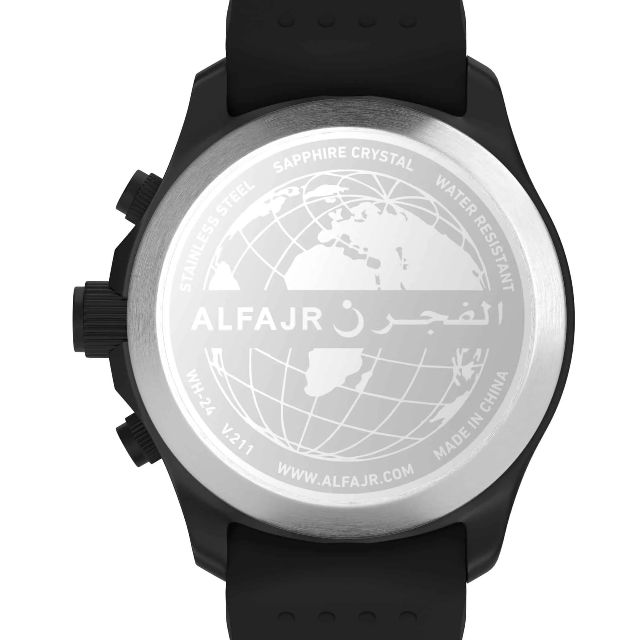 Alfajr WH-24 Dynamic 360 Rubber Azan Wrist Watch - Black Dial