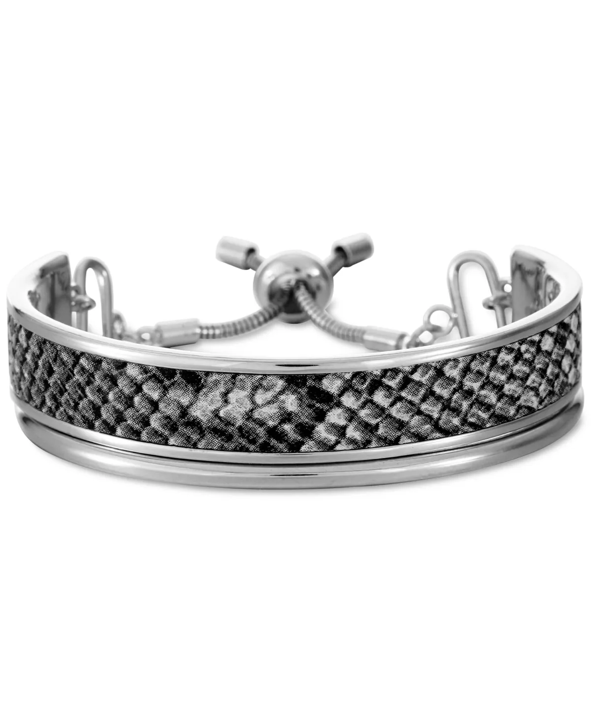 Alfani Silver-Tone Faux-Leather Slider Bracelet