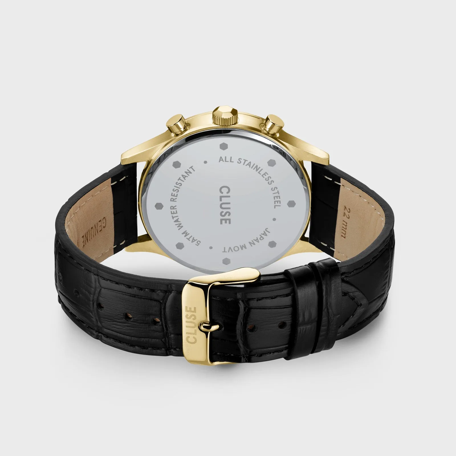 Anthéor Multifunction Watch Leather, Black, Gold Colour