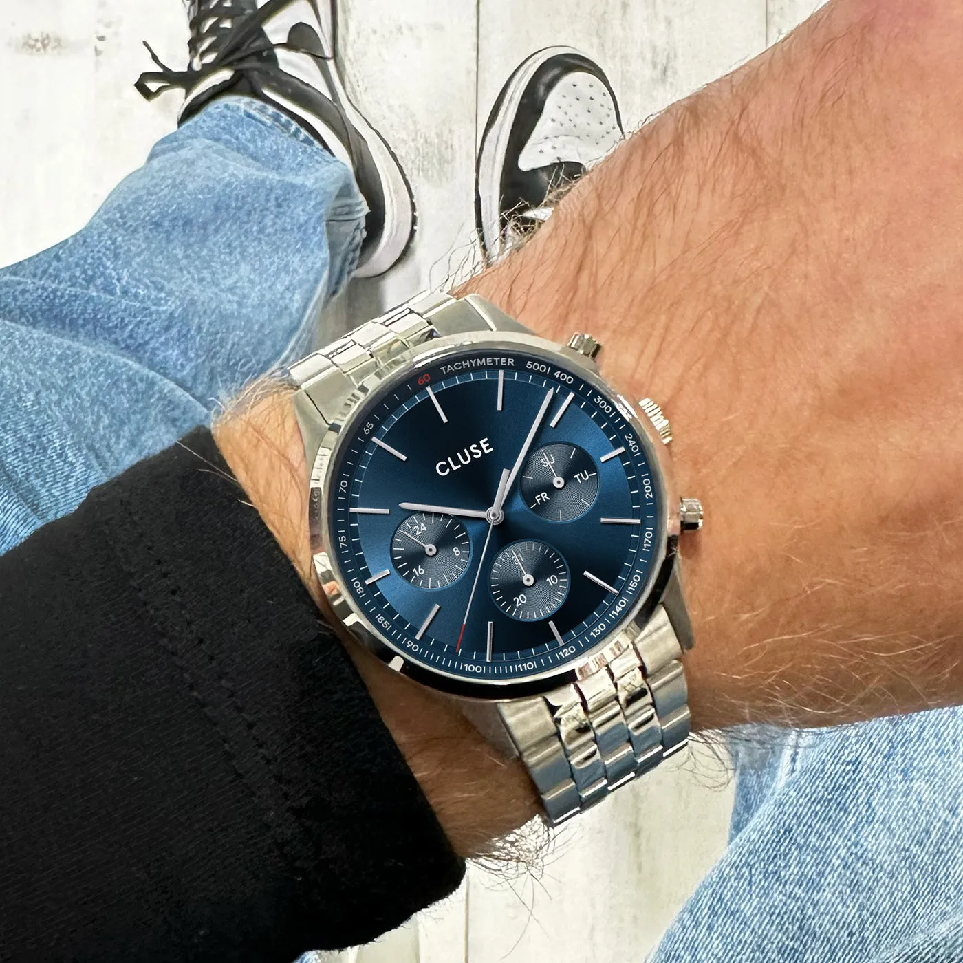 Anthéor Multifunction Watch Steel Blue, Silver Colour