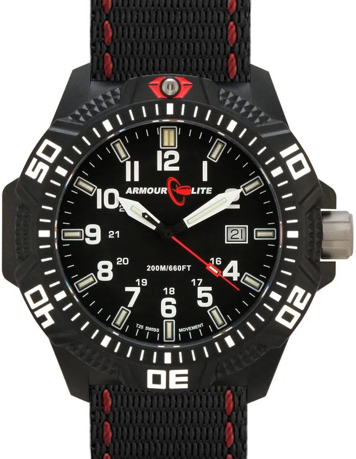 ArmourLite Caliber Series - Red & White - Nylon Strap - Tritium - Date - 200m