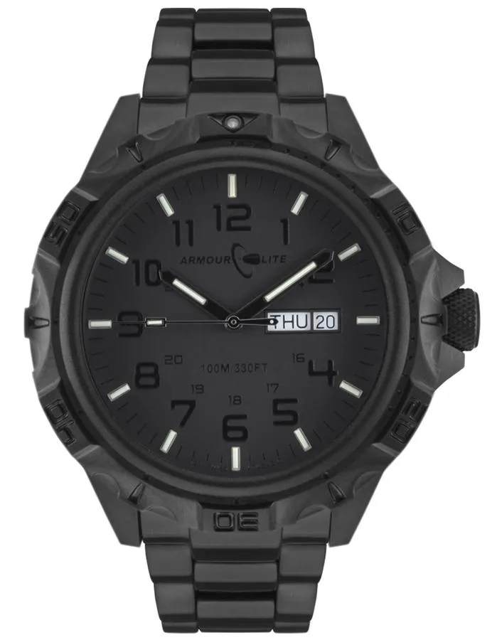 ArmourLite Professional Series - All Black - Day/Date - Bracelet - 100m