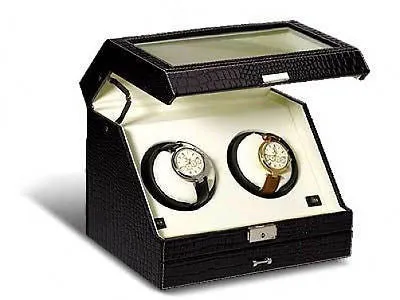 Black Leather Automatic Watch Winding Box