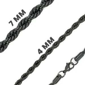 Black Stainless Steel Rope Chain Necklace