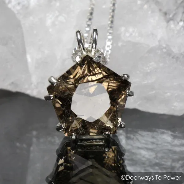 Black Tourmalinated Clear Quartz Star of Venus Pendant