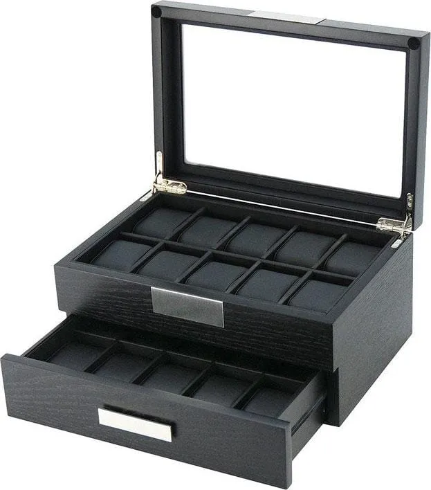 Black Wooden Watch Box for 20 Watches