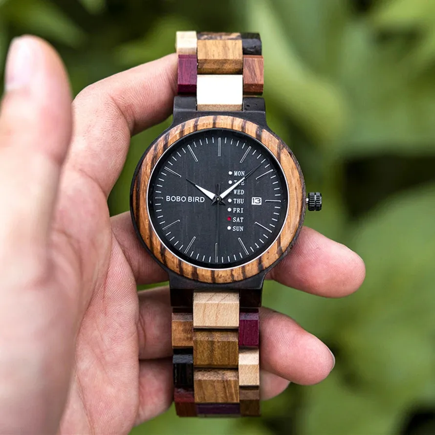 BOBOBIRD Customized Real Wood Couples Quartz Timepiece Set