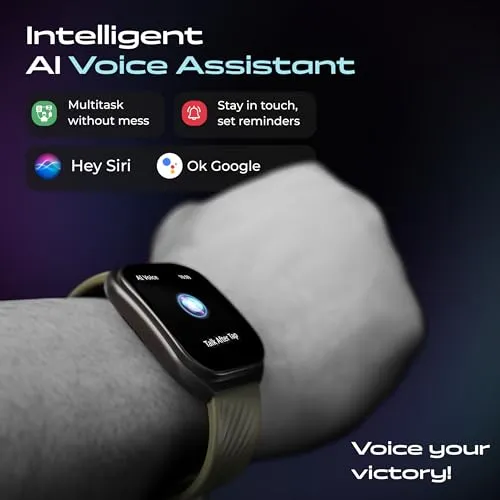 Boult Newly Launched Trail Smart Watch 2.01'' 3D Curved HD Display, BT Calling, Working Crown, 190 Watchfaces, 500 Nits Brightness, AI Voice Assistant, SpO2 Monitoring, 120  Sports Mode (Jade Green)