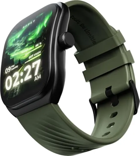 Boult Newly Launched Trail Smart Watch 2.01'' 3D Curved HD Display, BT Calling, Working Crown, 190 Watchfaces, 500 Nits Brightness, AI Voice Assistant, SpO2 Monitoring, 120  Sports Mode (Jade Green)