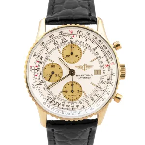 Breitling Old Navitimer Chronograph White 41.5mm Solid 18K Gold K13019 Watch