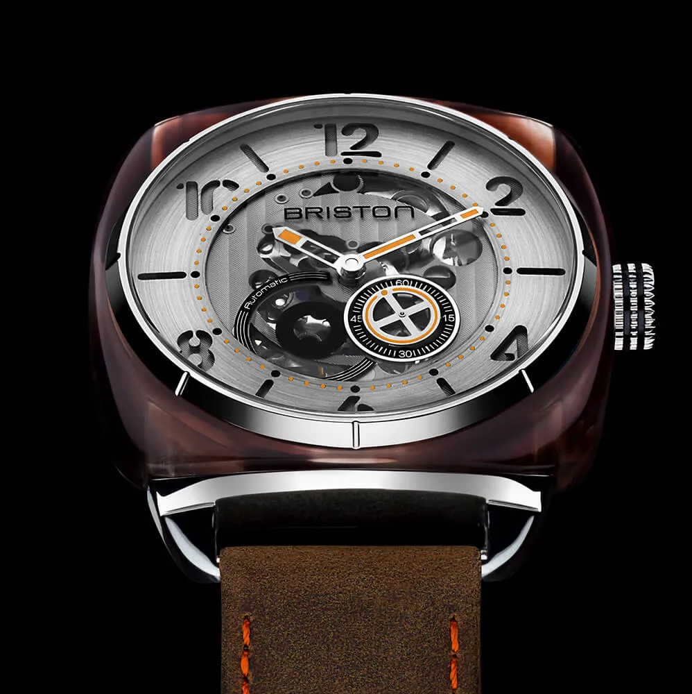 BRIS Watch Streamliner Skeleton Amber Acetate