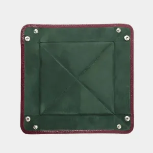 Burgundy Leather & Green Suede Small Travel Tray