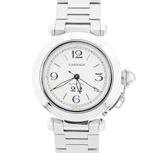 Cartier Pasha White Arabic 35mm Stainless Steel Automatic Date Watch 2475