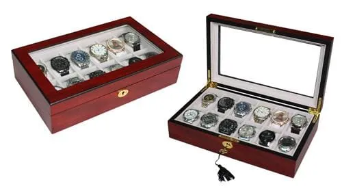 Cherry Wooden Watch Box for 12 Watches