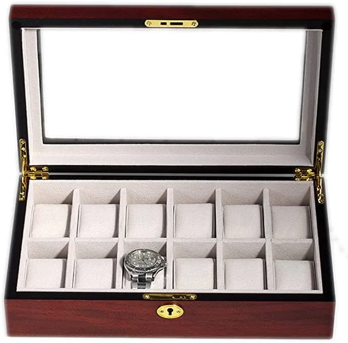 Cherry Wooden Watch Box for 12 Watches