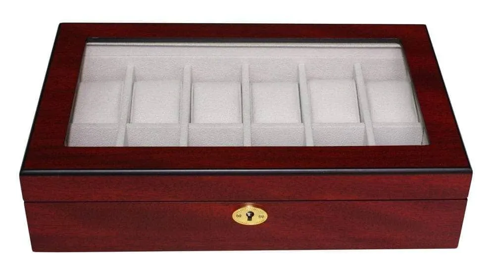 Cherry Wooden Watch Box for 12 Watches