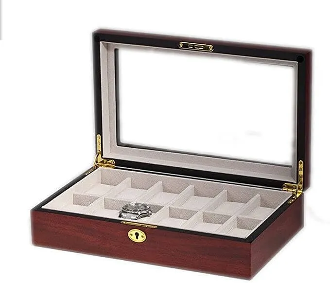 Cherry Wooden Watch Box for 12 Watches