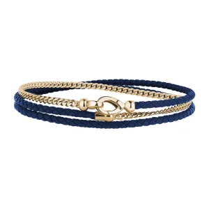 Cuban Chain & Leather Wrap Bracelet in Gold