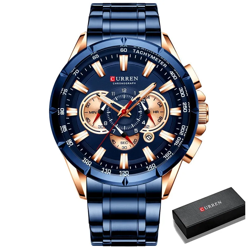 CURREN Men’s Waterproof Luxury Chronograph Quartz Wristwatch