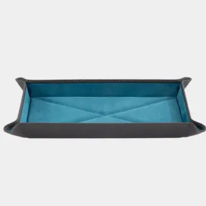 Dark Grey Leather & Cobalt Suede Large Travel Tray