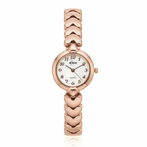 Eclipse Rose Tone Linked Heart Mother of Pearl Dial Quartz Watch