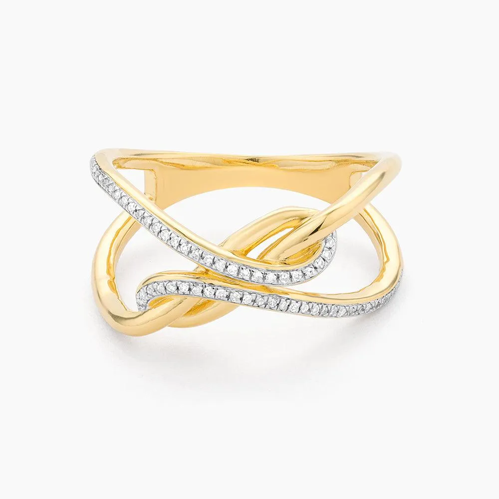 Ella Stein Tie The Knot Statement Ring in Yellow Gold - Size 7