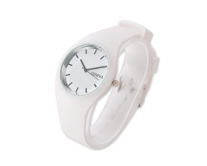 Geneva Women Lady Jelly Silicone Rubber Quartz Wrist Watch