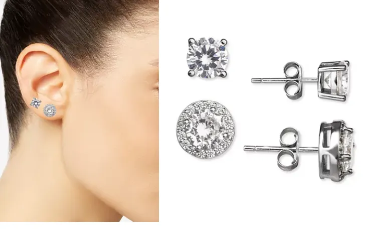 Giani Bernini 2-PC. Set Cubic Zirconia Solitaire & Halo Stud Earrings in Sterlin