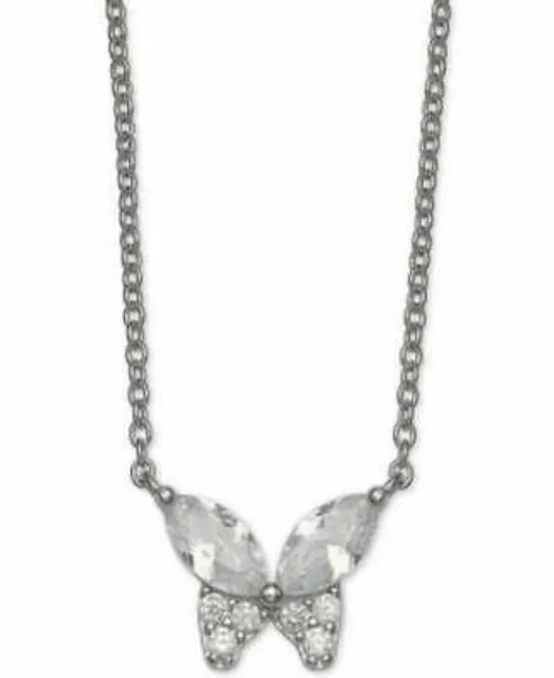 Giani Bernini Cubic Zirconia Butterfly 18 Pendant Necklace in Sterling Silver