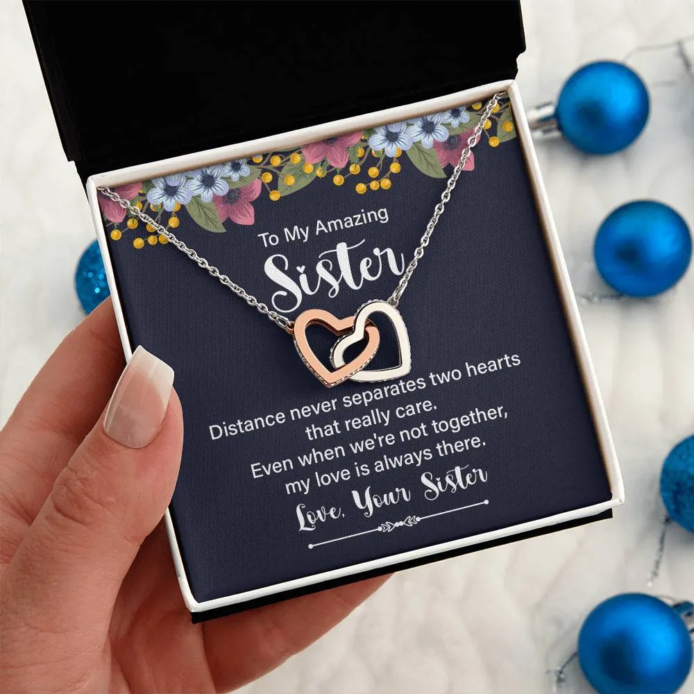 Gift for Sister Interlocking Hearts Necklace Christmas Gift Birthday Gift