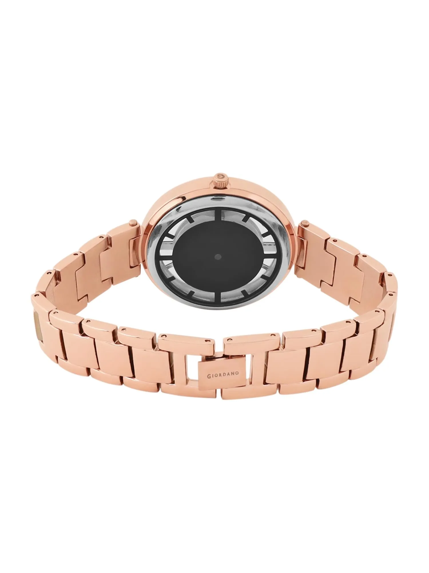 Giordano Analog Stylish | Trendy Wrist Watch for Women Water Resistant Fashion with See Through Classy Dial and Rosegold Strap|Compliment Your Look|Ideal Gift for|Ladies|Girls - GD4207