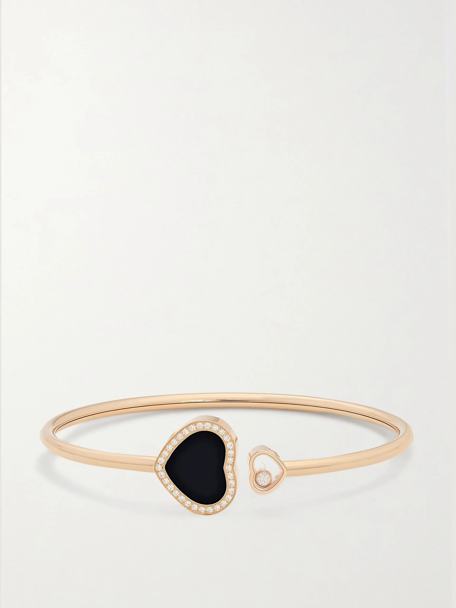 Happy Hearts 18-karat rose gold, onyx and diamond cuff