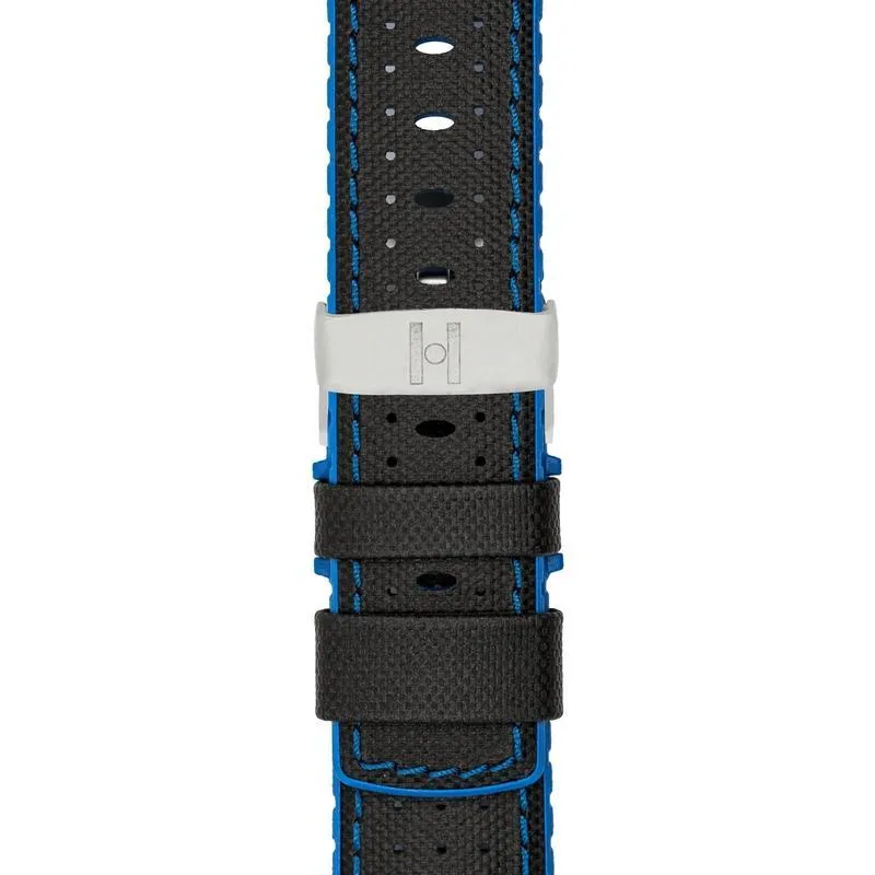 Hirsch ROBBY Sailcloth Effect Performance Watch Strap in BLACK / BLUE