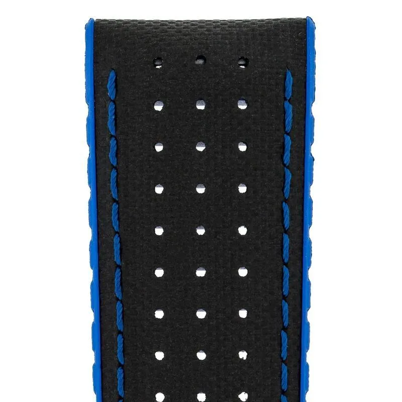 Hirsch ROBBY Sailcloth Effect Performance Watch Strap in BLACK / BLUE