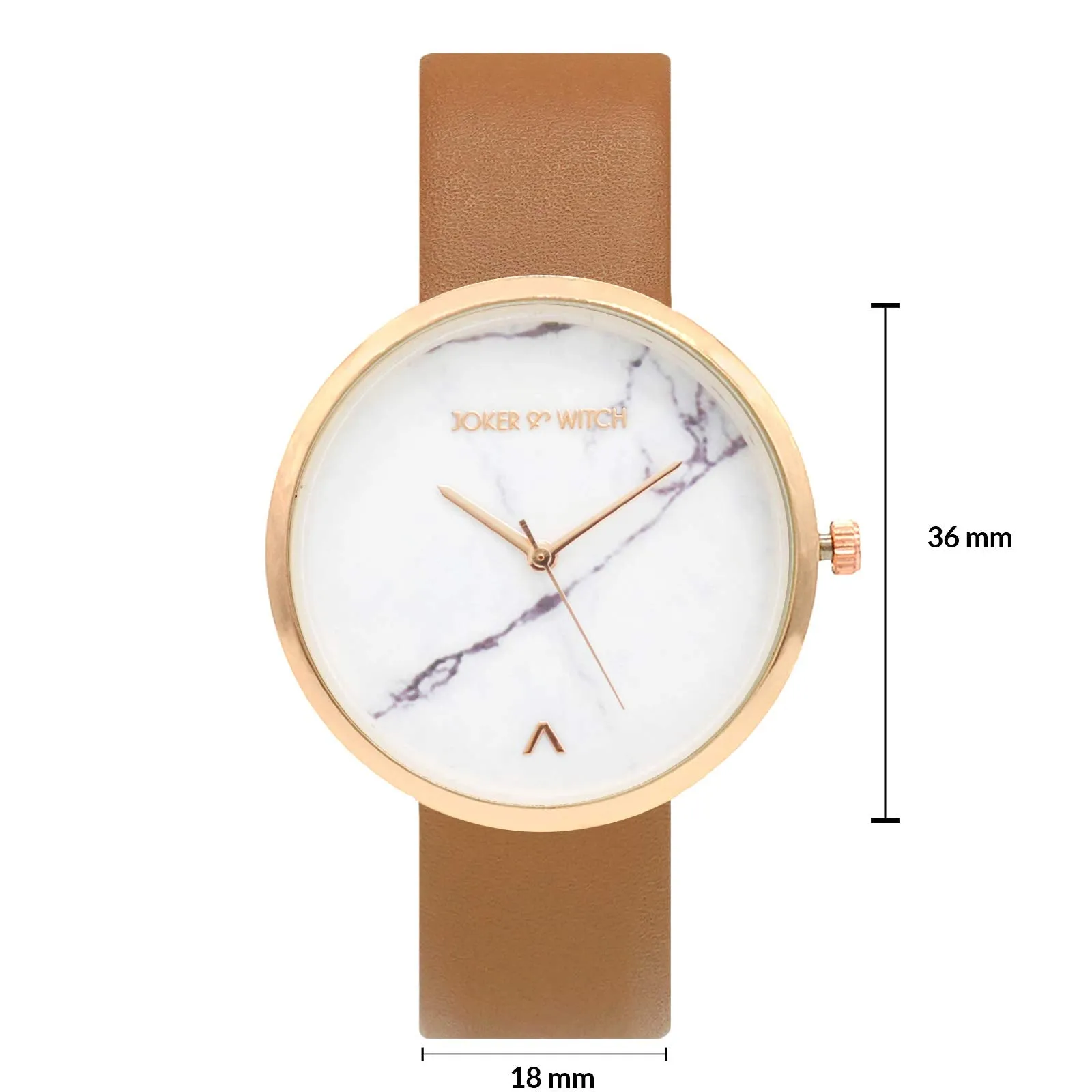 Joker & Witch Hailey White Marble Dial Tan Watch for Women