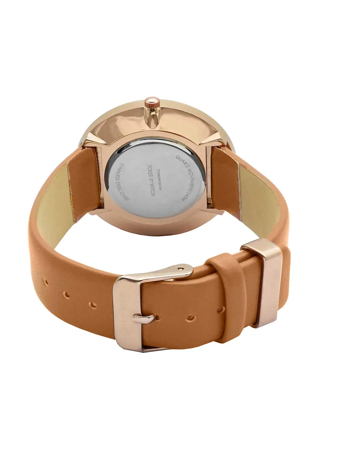 Joker & Witch Hailey White Marble Dial Tan Watch for Women