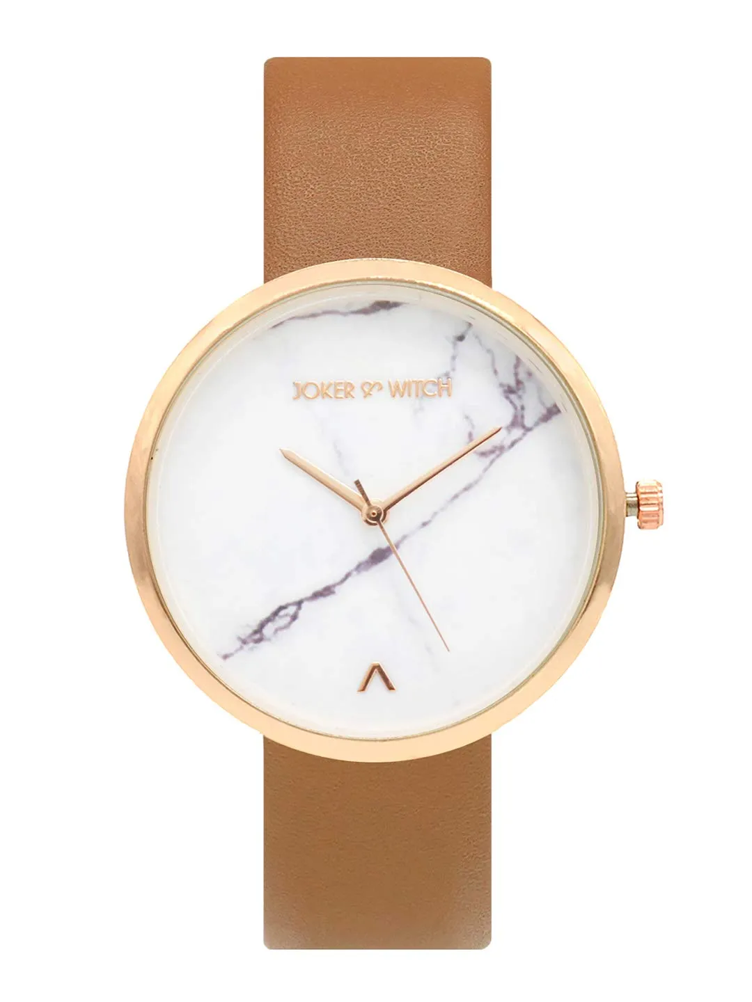 Joker & Witch Hailey White Marble Dial Tan Watch for Women