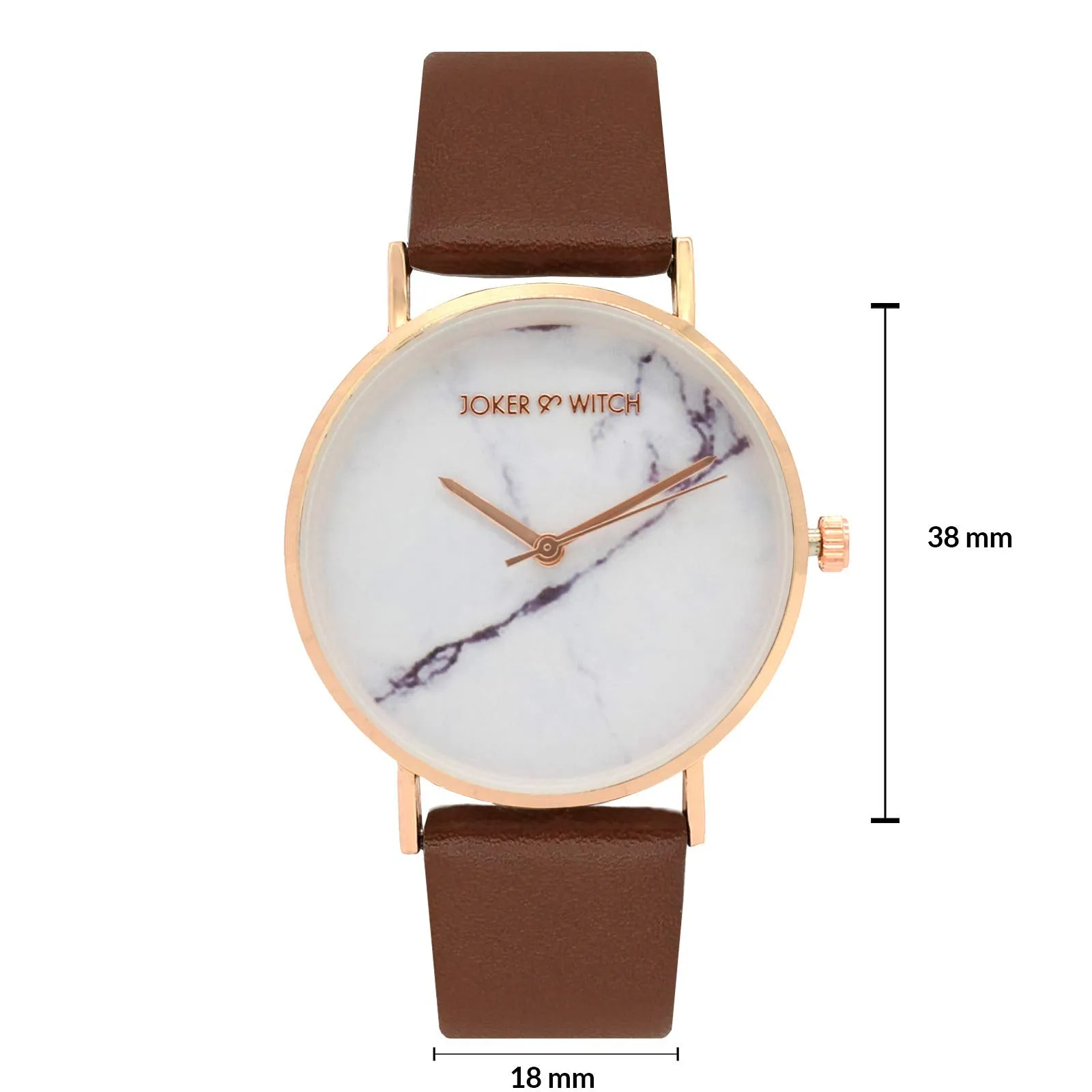 Joker & Witch Hannah White Marble Dial Tan Watch for Women