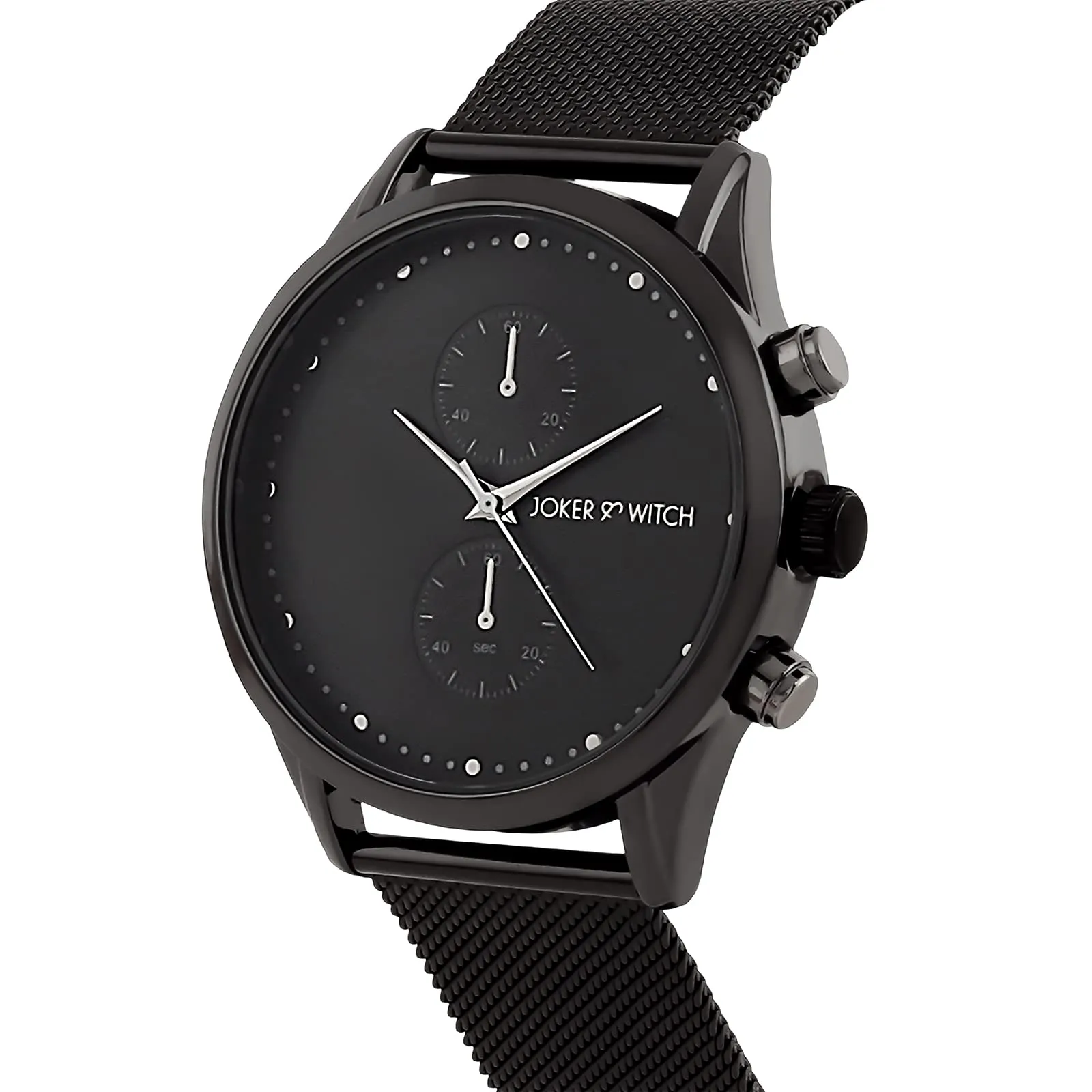 Joker & Witch Quant Black Dial Gunmetal Mesh Strap Watch