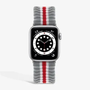 Knit Apple Watch Band - Varsity Grey   Red Stripe