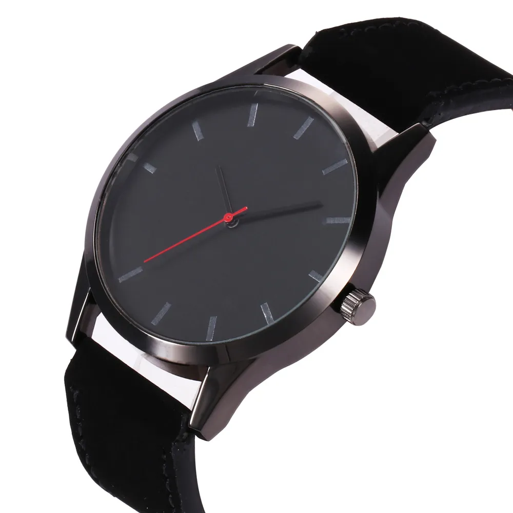 Leather Band Unisex Quartz Wrist Watch