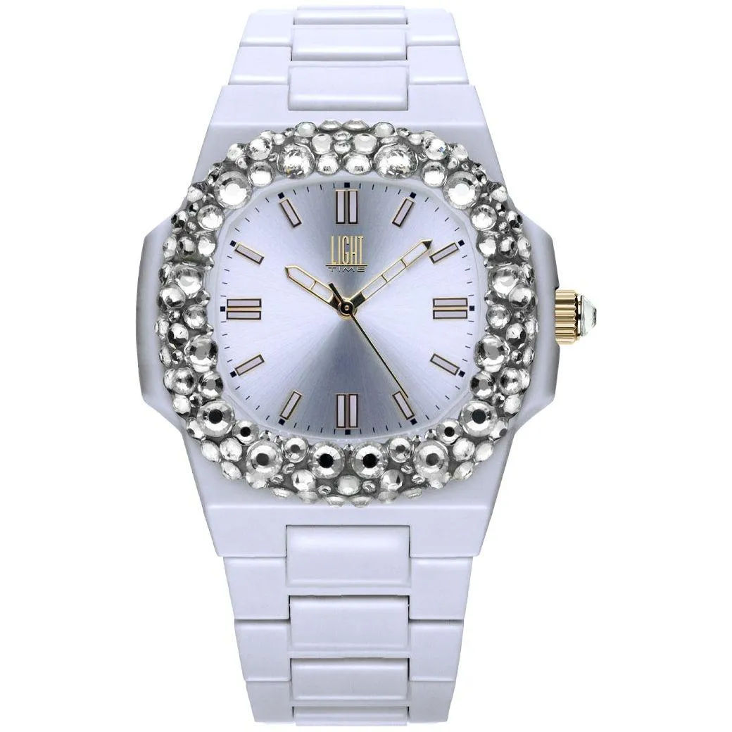 LIGHT TIME Mod. VELVET NAUTILUS - White Clear Strass