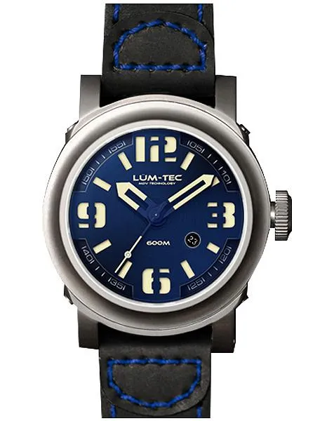 Lum-Tec Mens Abyss Automatic - Blue Dial - Black Leather Strap - Date - 600m