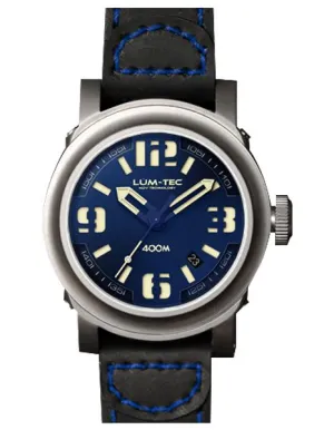 Lum-Tec Mens Abyss Automatic - Blue Dial - Leather Strap - Date - 400m